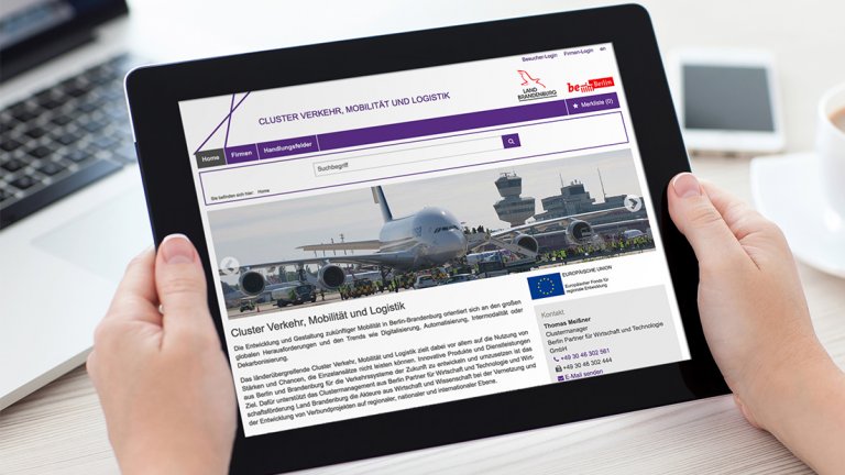 Der VML Clusterreport Websitedarstellung auf Tablet